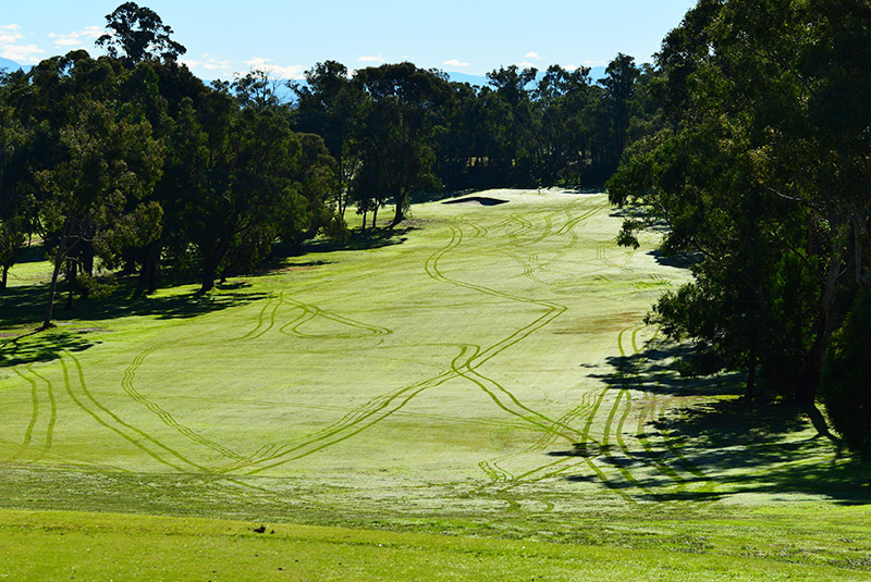 First hole, opening tee shot